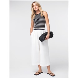 Укороченные широкие брюки из эластичного футера двухнитки