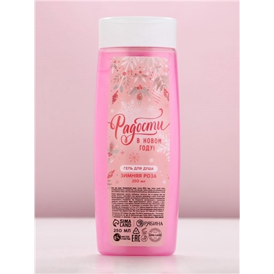 Новогодний подарочный набор косметики «Уютной зимы», гель для душа 250 мл и мочалка для тела, Чистое счастье