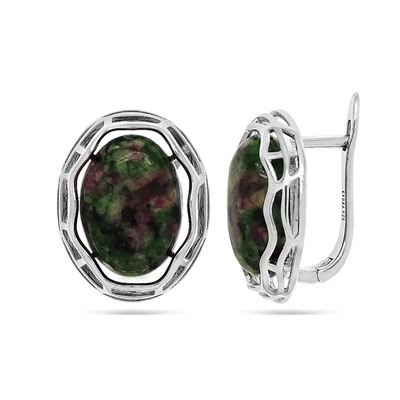 Серьги из серебра цоизит, МЦВА173