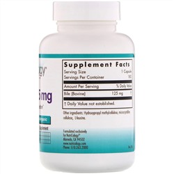 Nutricology, Ox Bile (Бычья желчь), 125 мг, 180 капсул Vegicaps