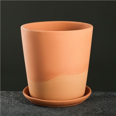 Горшок для цветов «Терра», 1.5 л, d=15 см, h=15.5 см, керамический, с поддоном, коричневый