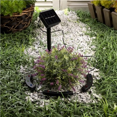 Садовый светильник «Обруч», уличный, на солнечной батарее, 9 LED, свечение мульти