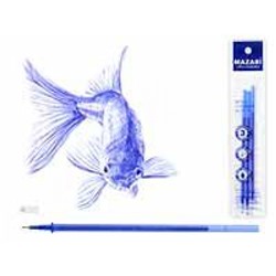 Набор стерженей гелевых со стираемыми чернилами 3 шт 122 мм M-7922 0.5 мм, синий, игольчатый пиш.узел Mazari