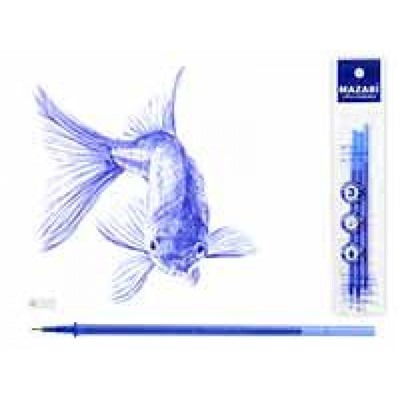 Набор стерженей гелевых со стираемыми чернилами 3 шт 122 мм M-7922 0.5 мм, синий, игольчатый пиш.узел Mazari