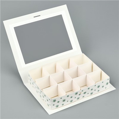 Коробка под 12 конфет с ячейками «С Новым годом!» 18.5×13.5×3.5 см