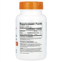 Doctor's Best, горькая настойка из бетаингидрохлорида, пепсина и горечавки, 120 капсул