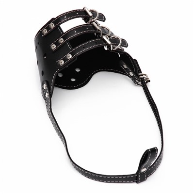 Намордник из прессованной кожи регулируемый, 4 (длина по носу 8.8 см, обхват морды 29-35 см), чёрный