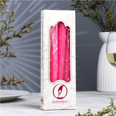 Набор свечей античных, 2.3×24.5 см, 5 ч, 55 г, 4 шт. т. розовая