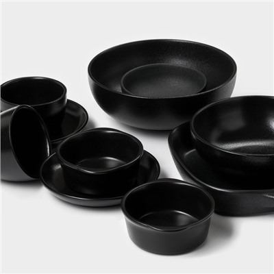 Блюдо для подачи Magistro Carbon, 200 мл, 11.5×10.3 см, керамика, набор 2 шт., чёрное