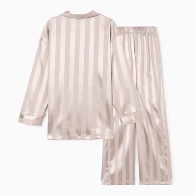 Пижама женская (рубашка, брюки) KAFTAN Silk «Полоска», цвет кремовый, размер 44-46