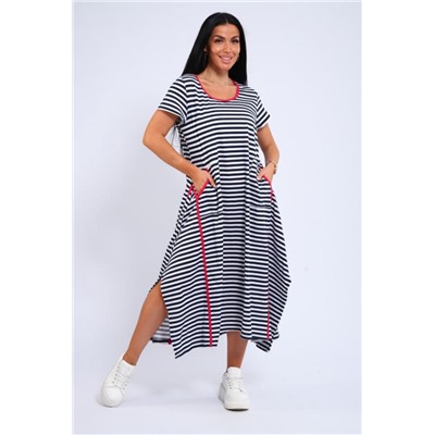 Платье оверсайз с карманами USHI (Полоса)