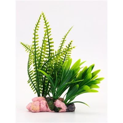 Растение искусственное аквариумное, на подставке под камень, 17×14×16 см