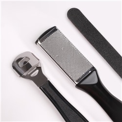 Набор для педикюра, 4 предмета, на блистере, чёрный