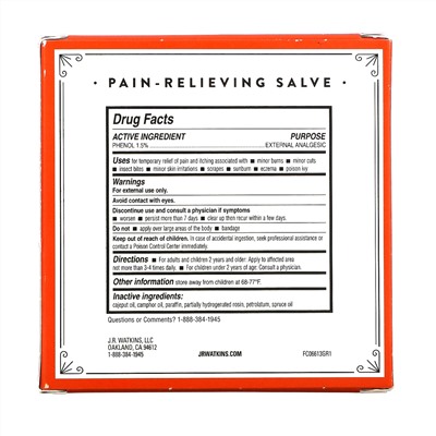 J R Watkins, Pain-Relieving Salve, Petro-Carbo, 4.3 oz (121 g)