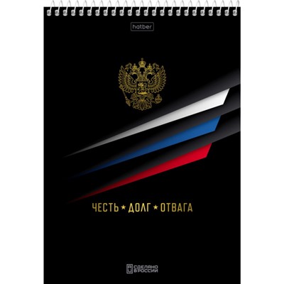 Блокнот на спирали А5 60л клетка "Россия" жесткая подложка (092968) Хатбер