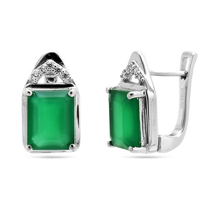 Серьги из серебра зеленый агат, Агафья