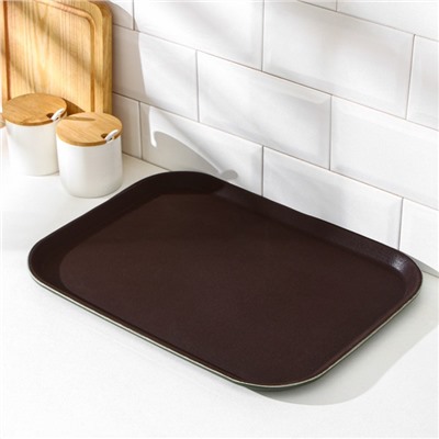 Поднос прорезиненный Hanna Knövell, 41×31 см, коричневый