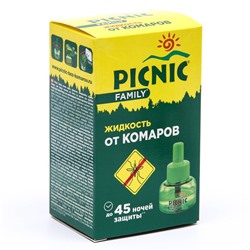 Дополнительный флакон-жидкость от комаров Picnic Family, с растительными экстрактами, 45 ночей, 30 мл