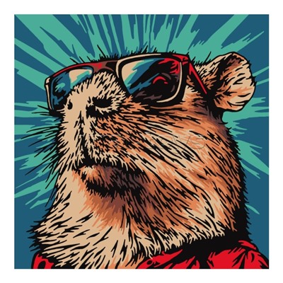 Картина по номерам для малышей на картоне 20х20 "Крутая капибара"