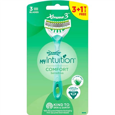 Станок для бритья одноразовый Schick (Wilkinson Sword) Xtreme-3 Mylntuition COMFORT Sensitive/ Beauty Sensitive (3+1шт) для женщин