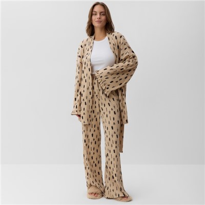 Пижама новогодняя женская (рубашка, брюки) KAFTAN «Елки», размер 52-54