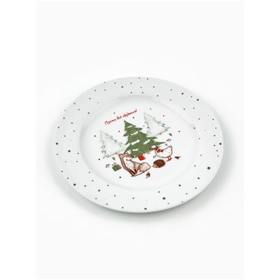 Тарелка новогодняя плоская «Новогодние истории», d=22 см