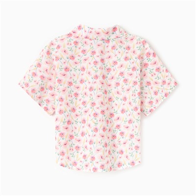 Рубашка для девочки KAFTAN «Цветы», размер 34 (122-128 см), розовая