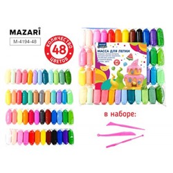 Пластилин супер легкий  48цв. 13 гр. +пластиковые стеки 3 шт M-4194-48 Mazari