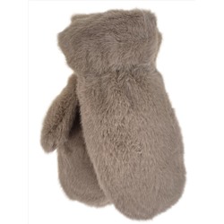 Зимние меховые женские варежки,  цвет  светло коричневый