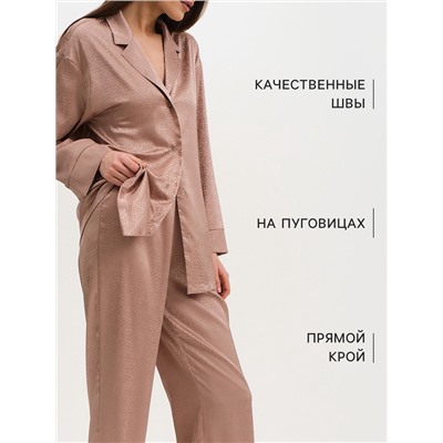 Пижама женская (рубашка, брюки) KAFTAN «Треугольники», бежевая, размер 40-42