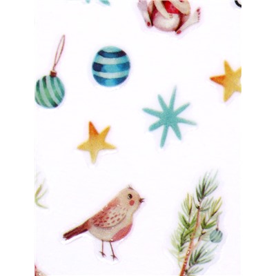 Наклейки для ногтей «Зимний лес», разноцветные