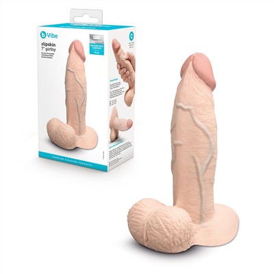 Телесный анальный фаллоимитатор Slipskin 7’’ Girthy - 17,8 см.