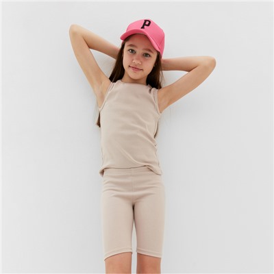 Комплект для девочки (майка и велосипедки) MINAKU, бежевый, рост 104 см