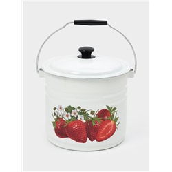 Ведро эмалированное, 10 л, с крышкой и ручкой, белое