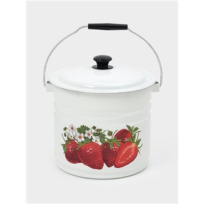 Ведро эмалированное, 10 л, с крышкой и ручкой, белое