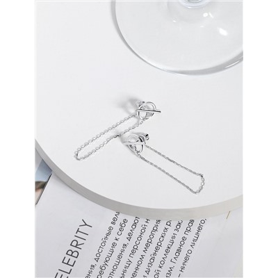 Серьги-пусеты с цепочками из серебра родированные 2-040р