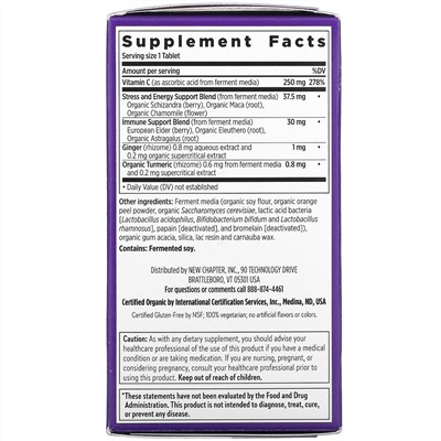 New Chapter, Immune Defense, Vitamin C + Elderberry, 30 Vegetarian Tablets