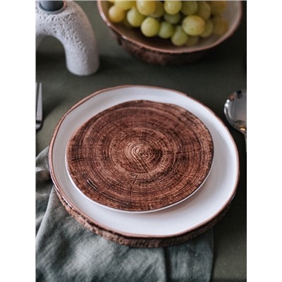 Блюдо для подачи Magistro Wood, 16×14×0.6 см, фарфор, коричневое