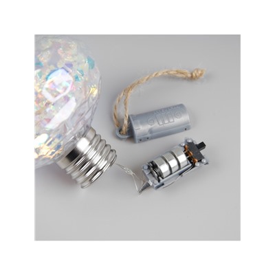 Ёлочный шар «Ретро», 9 см, 5 LED, от батареек, свечение тёплое белое