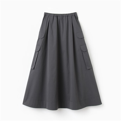 Юбка миди с накладным карманом женская MINAKU: Safari, графит, размер 42
