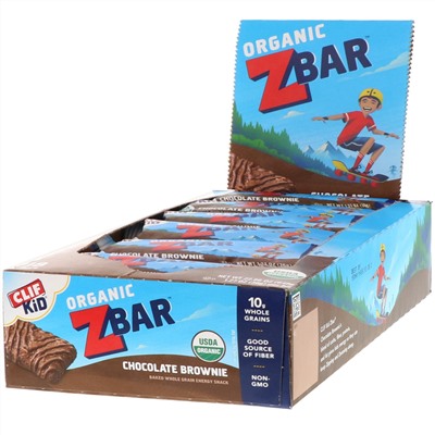 Clif Bar, Clif Kid, Z Bar, органические батончики, со вкусом шоколадного брауни, 18 батончиков, 36 г (1,27 унции) каждый