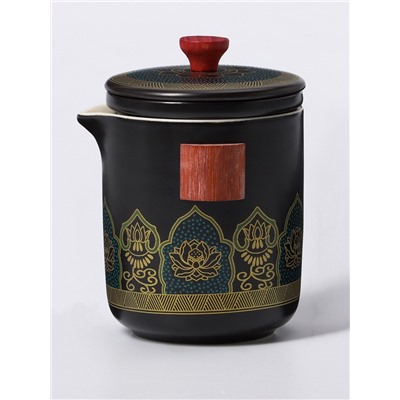 Набор для чайной церемонии ДЖЕКИЧАЙ «Никахо», 7 предметов, на 4 персоны, чашка 50 мл, чайник 285 мл, керамика, чёрный