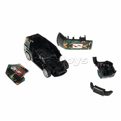 Машинка пластмассовая инерционная "Авария на трассе" Джип хаки  (pull back) CRD 25x18,2x5,2см