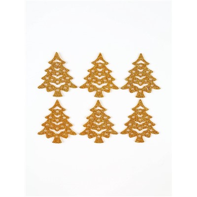 Декор новогодний «Золотые елочки», набор 6 шт.