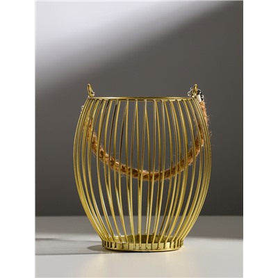 Подсвечник металл на 1 свечу «Корзина», d=10 см, бронза, 15×15×17 см