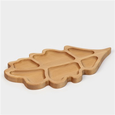 Менажница деревянная авторская Adelica «Дубовый лист», 35×20×1.8 см, пропитана минеральным маслом, берёза