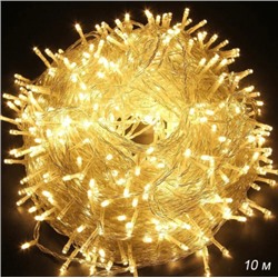 Гирлянда светодиодная Шнур 10 м, 100 LED 8 режимов теплый белый / GN33 /уп 100/коробка