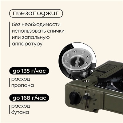 Плита газовая портативная maclay, для кемпинга, без переходника