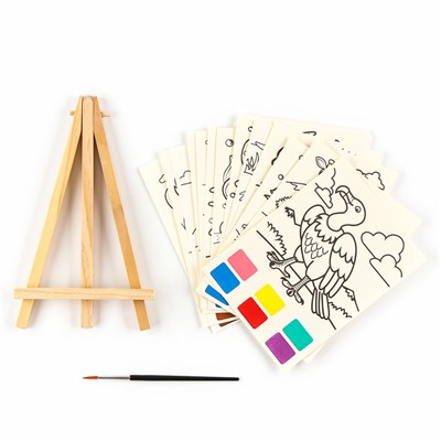 Водная раскраска «Животные», с кисточкой и мольбертом