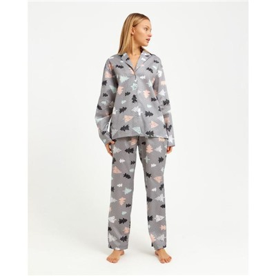 Пижама (рубашка, брюки) женская KAFTAN «Елки», размер 40-42
